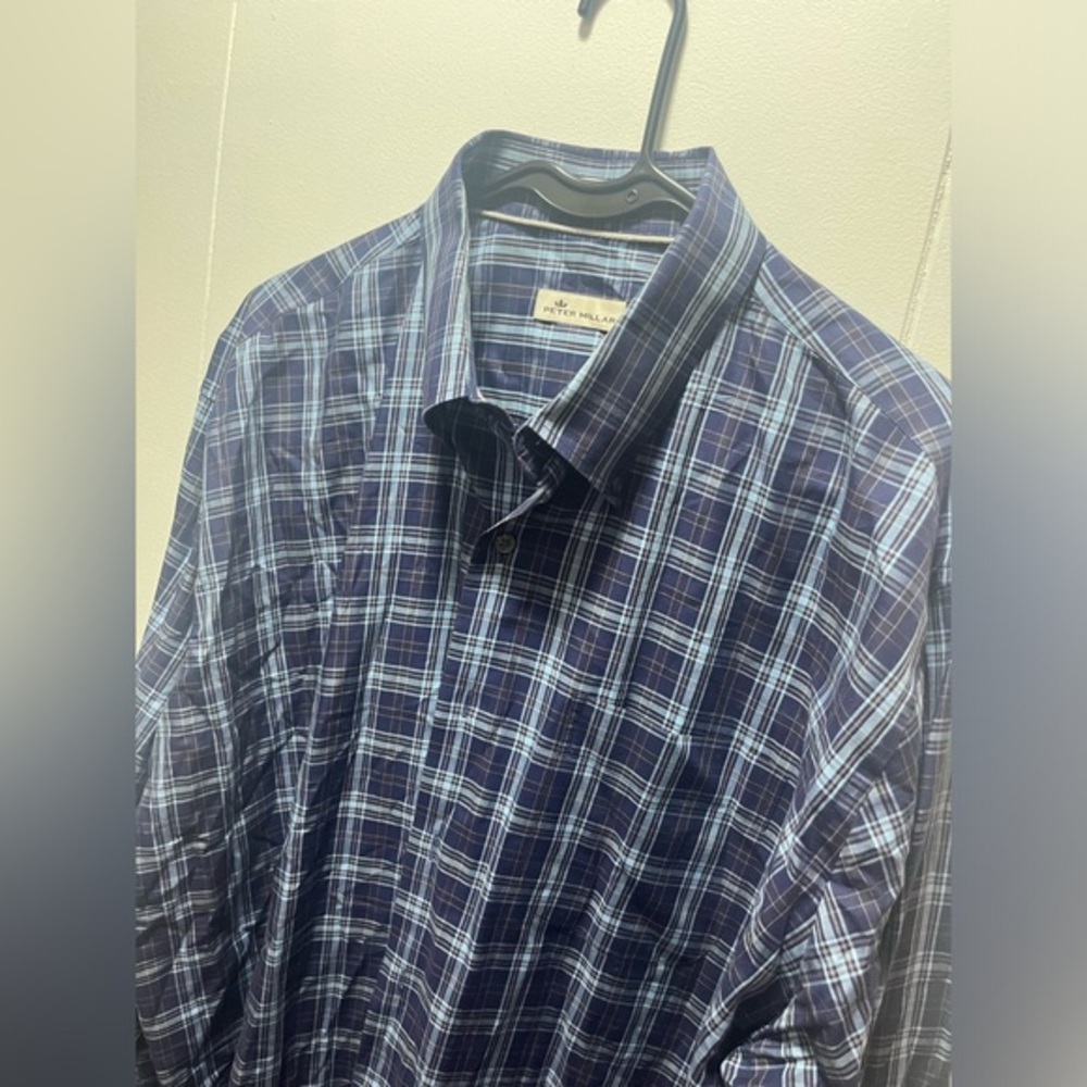 Peter Millar Plaid Shirt Size XL Men's Long Sleeve Button Up 100% Cotton Golf - Picture 2 of 6
